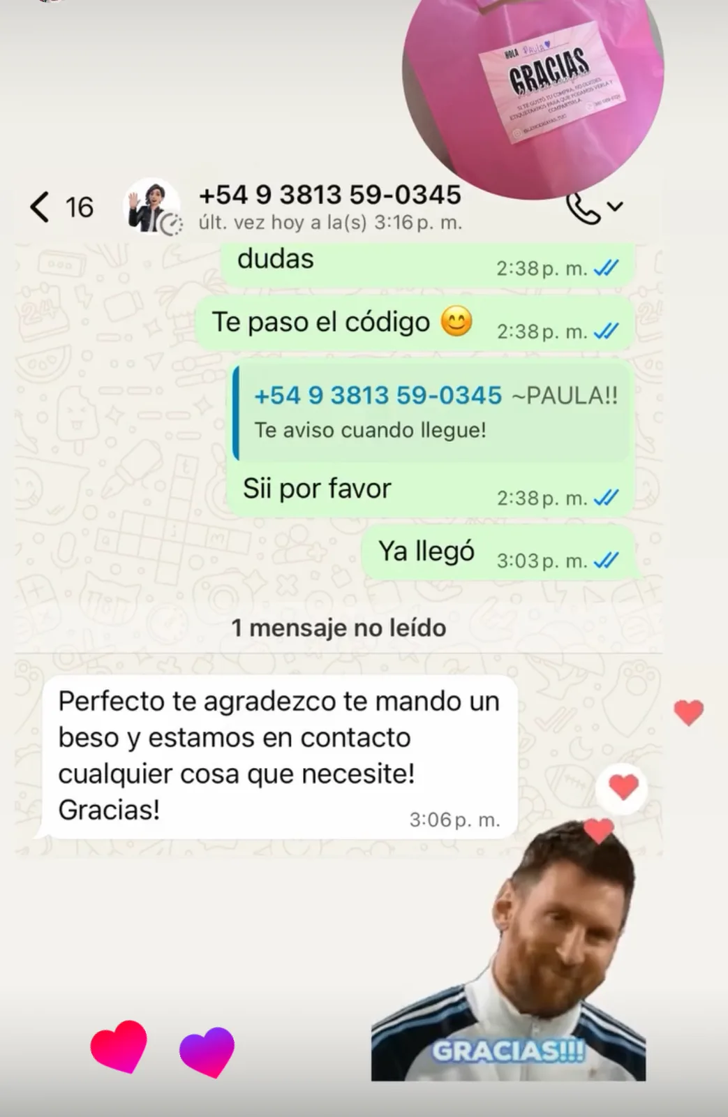 Referencia de una clienta satisfecha